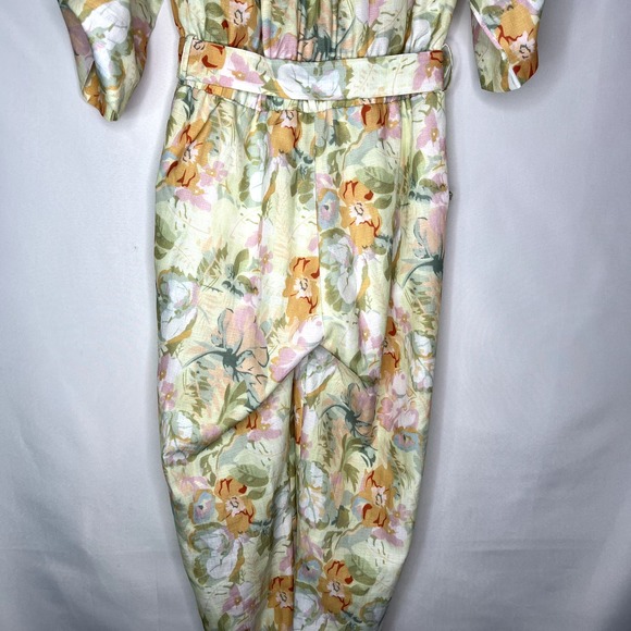 LENA Women's Floral Multicolor Jumpsuit Zip front Short Sleeve Size Medium - Picture 9 of 12